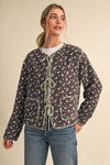 Floral Front Tie Fleece Jacket