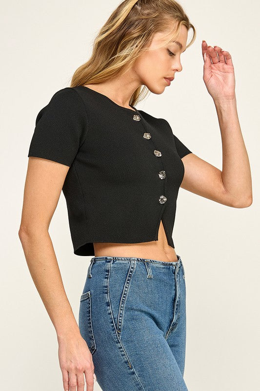 Cropped Button Down Top