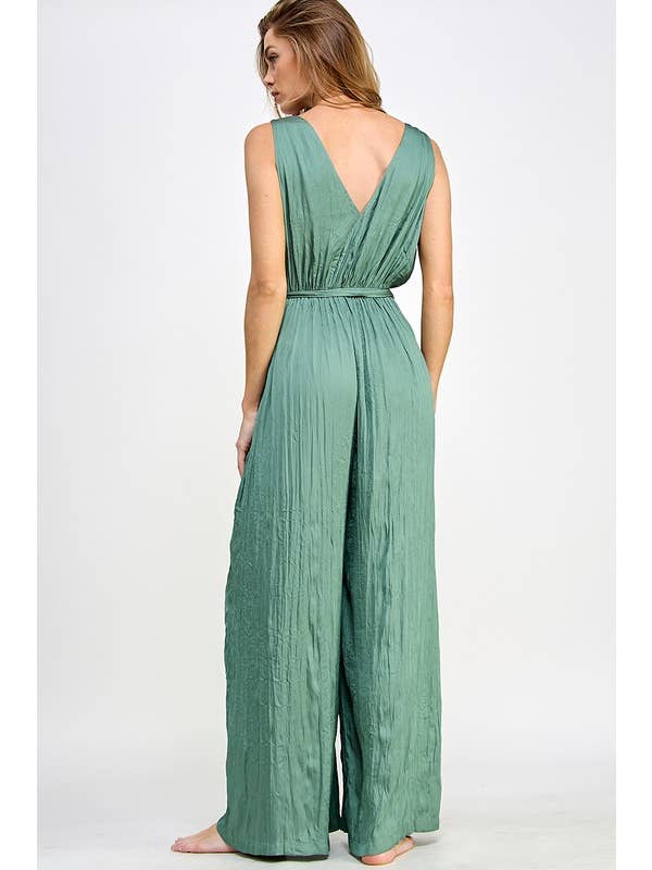 Wrinkled Satin Effect Jumpsuit