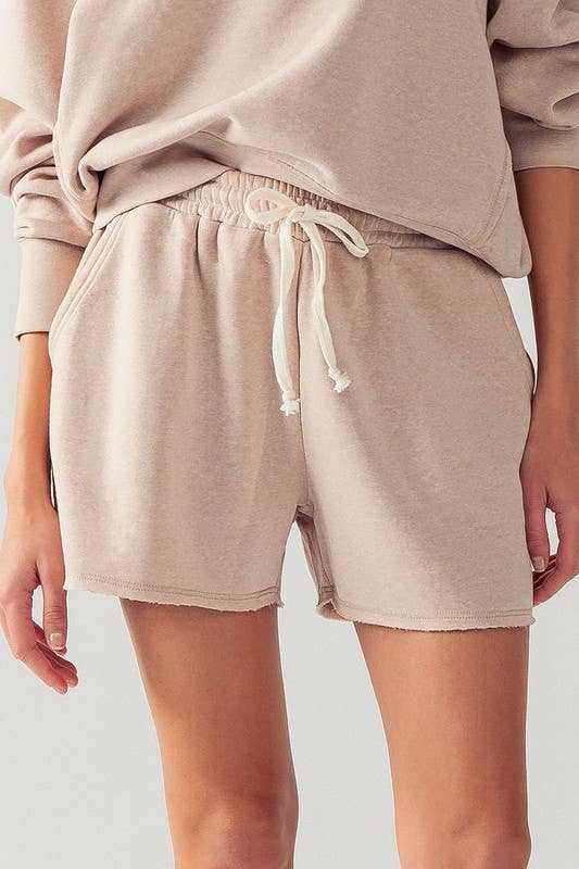 Raw Hem Drawstring Shorts