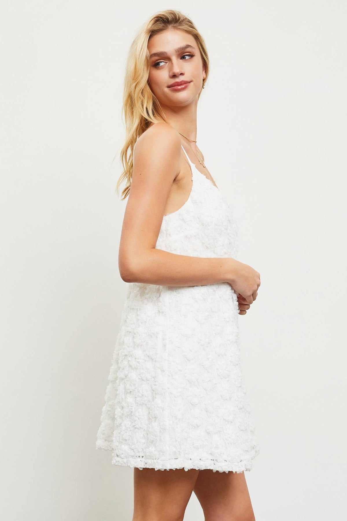 Textured Flower Strap Dress