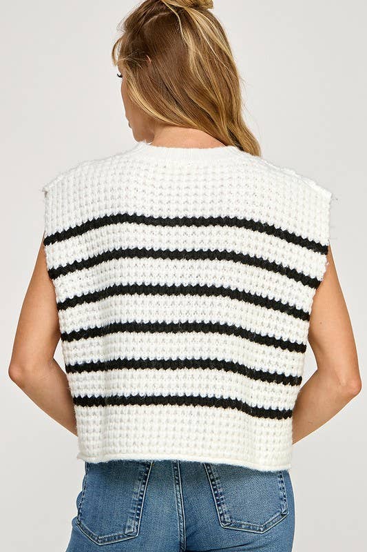 Chunky Knit Striped Vest