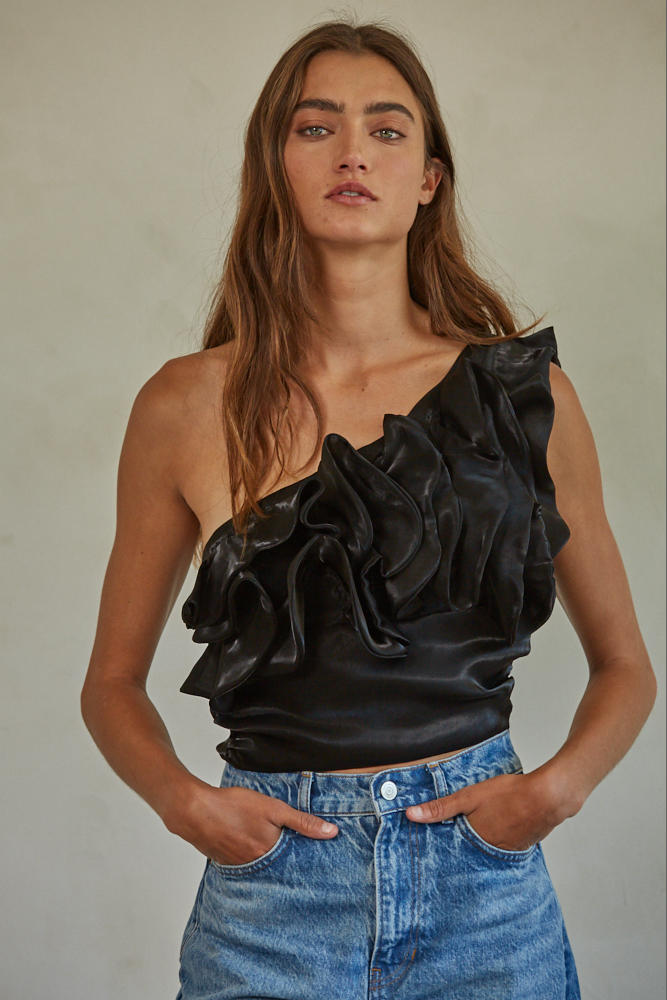 One Shoulder Ruffle Top