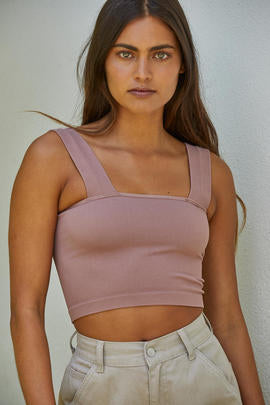 Square Neck Seamless Crop Top