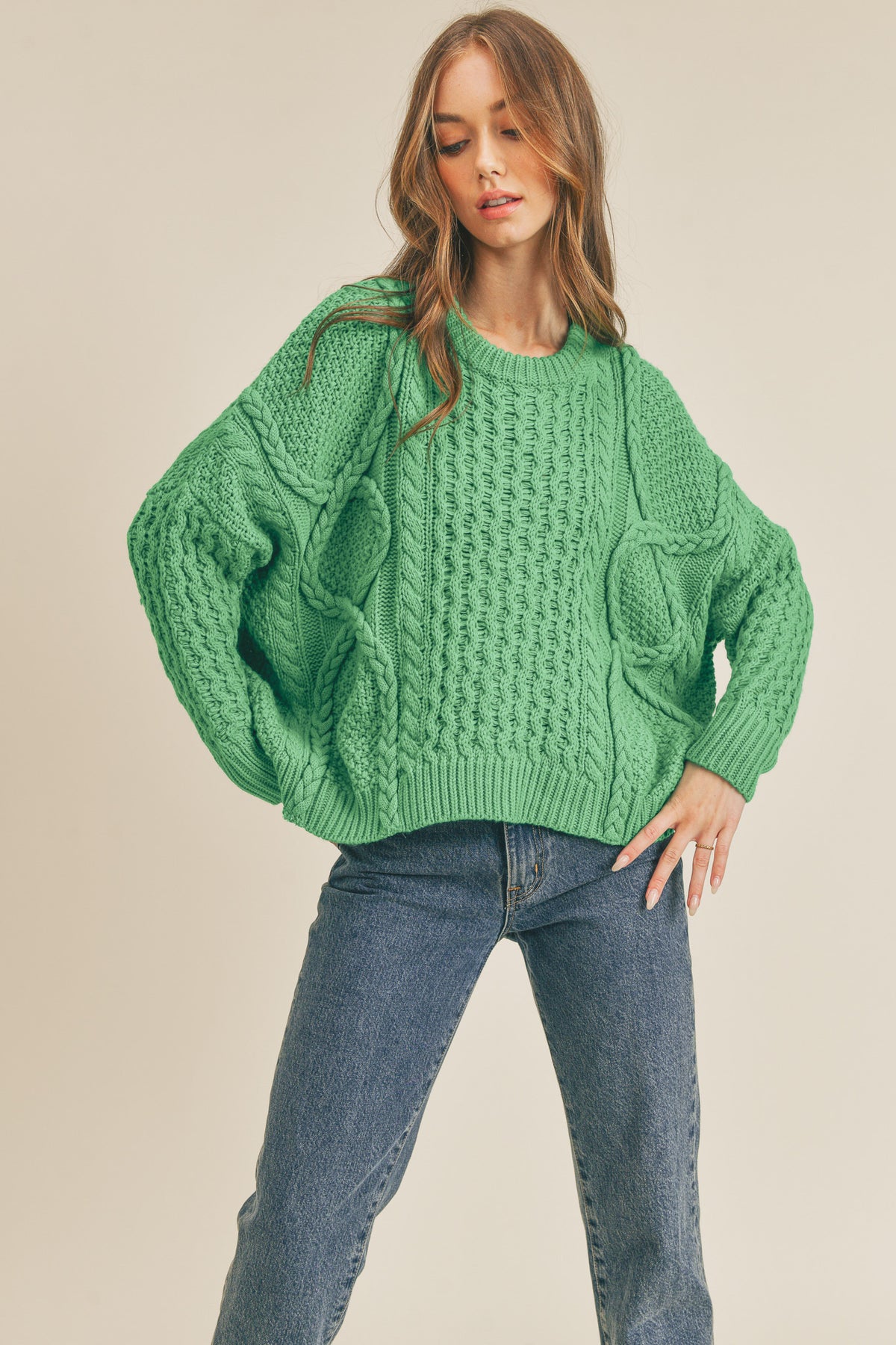 Mixed Cable Knit Sweater