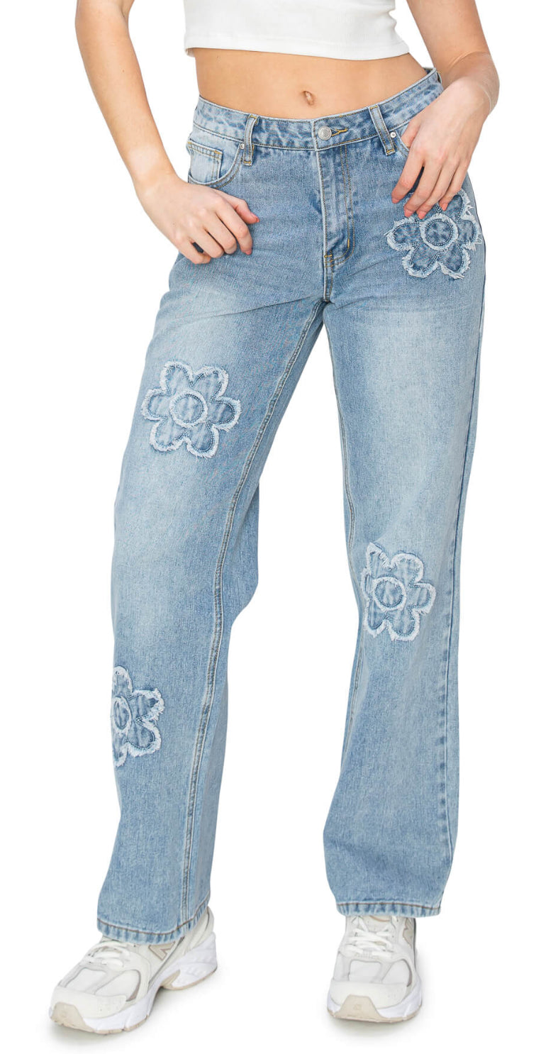 Flower Stitched Jeans