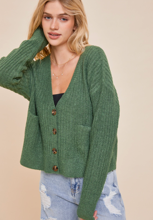 V-Neck Button Up Knit Cardigan