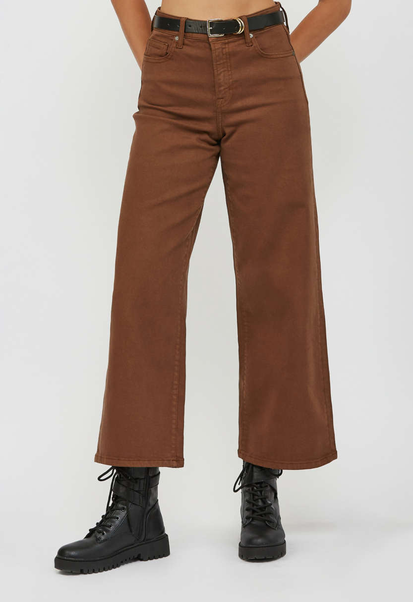 Chestnut Clean Stretch Wide Leg Jeans