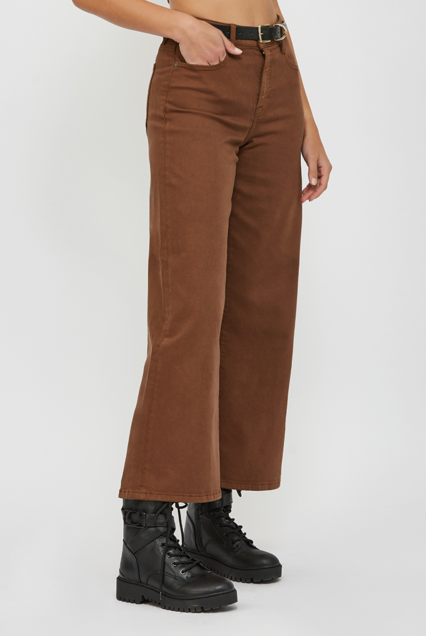 Chestnut Clean Stretch Wide Leg Jeans