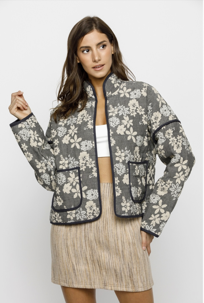 Floral Printed Quilted Jacket