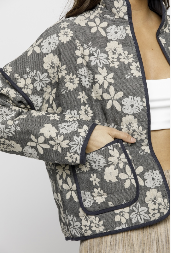 Floral Printed Quilted Jacket