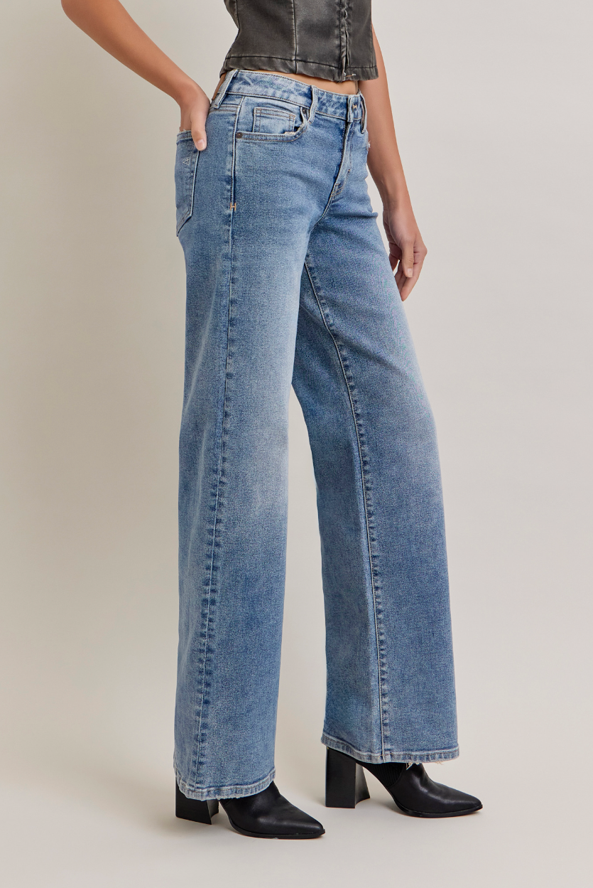 Nori Mid Rise Wide Leg Jeans