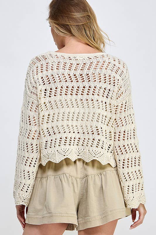 Pullover V-Neck Crochet Top