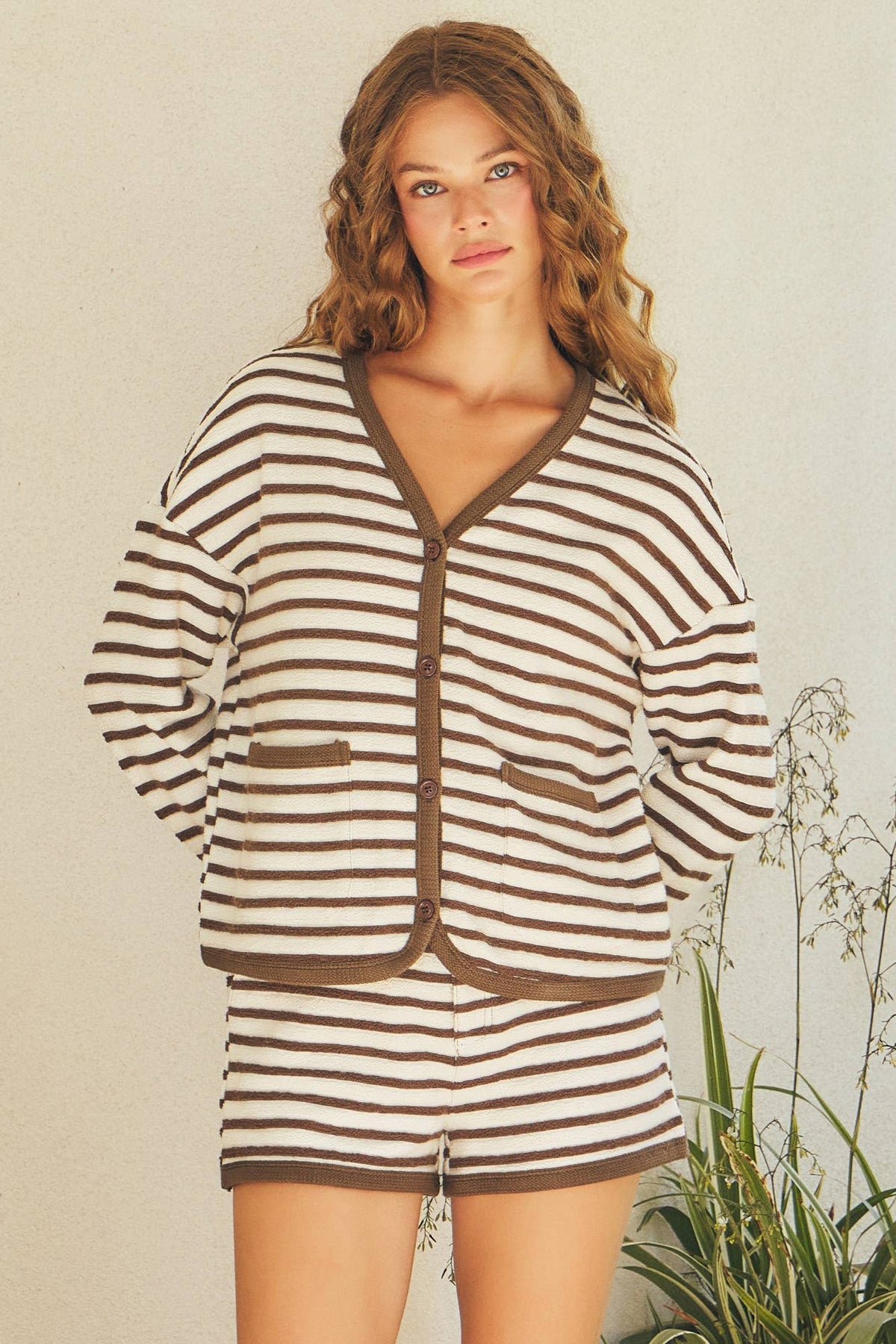 Textured Striped Cardigan