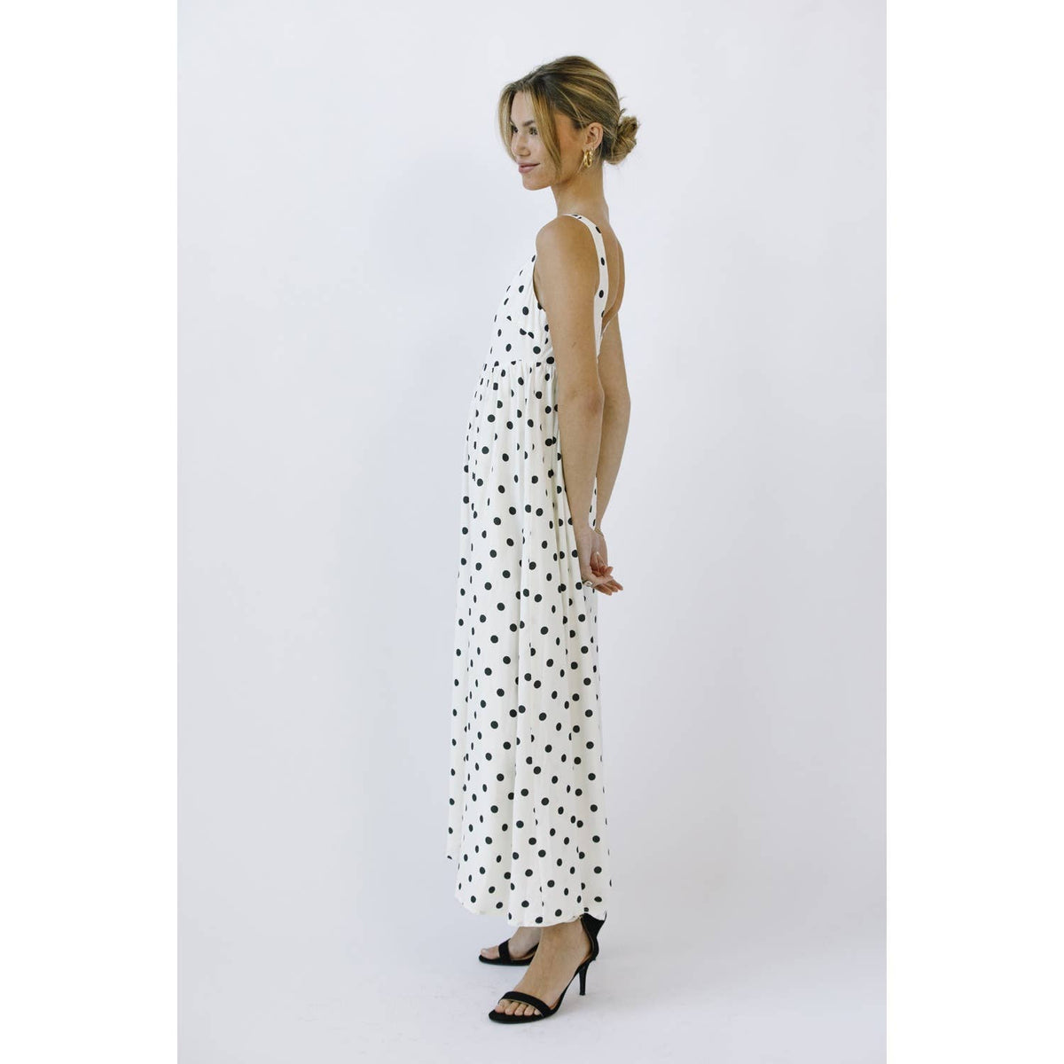 Polka Dot Babydoll Midi Dress