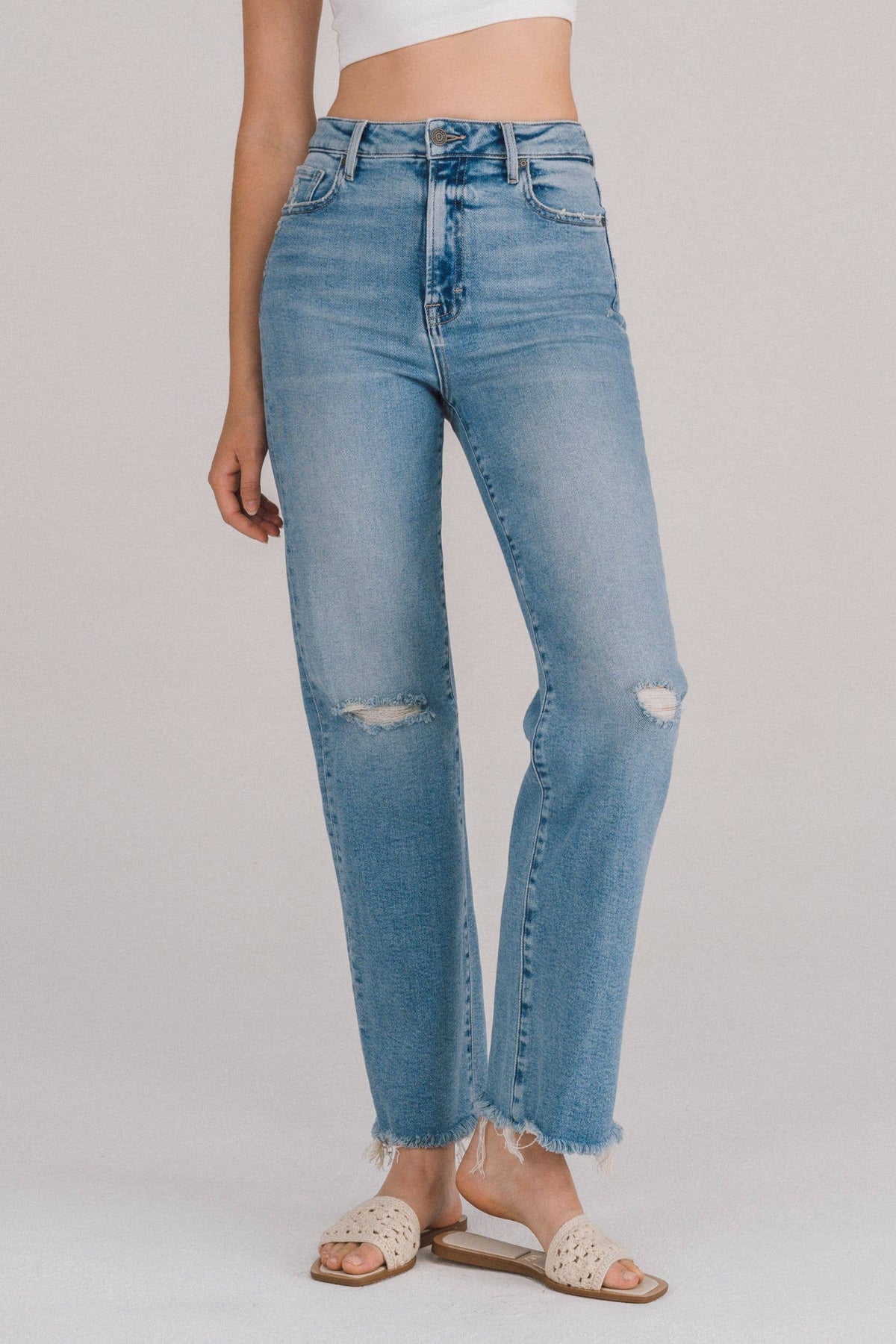 Distressed Straight Leg Jean