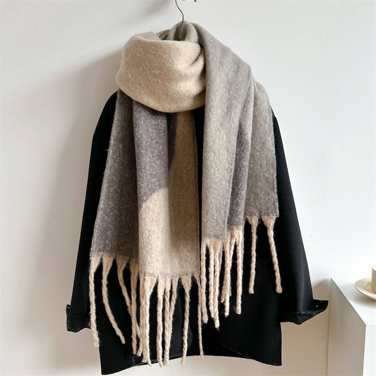 Tassel Color Block Scarf