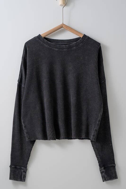 Raw Waffle Knit Crewneck Sweater