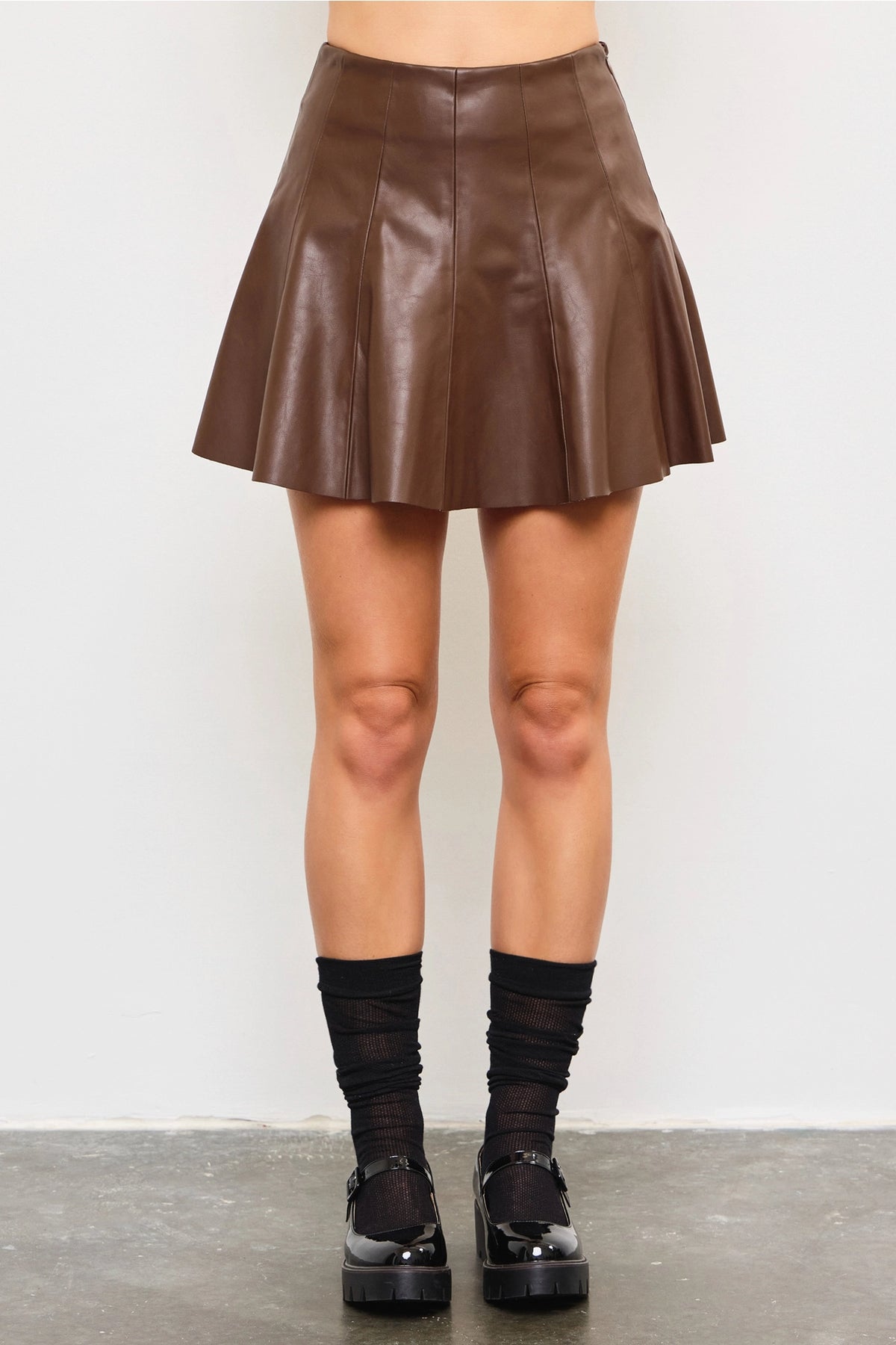 Flared Leather Mini Skort