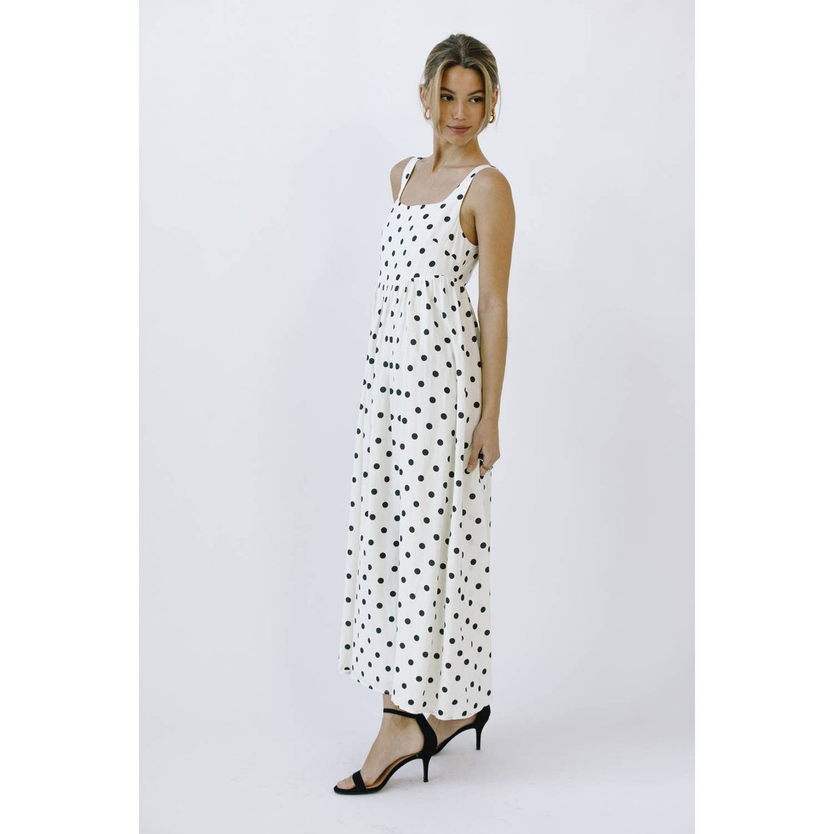 Polka Dot Babydoll Midi Dress