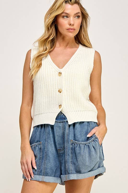 Chunky Weave Sweater Vest