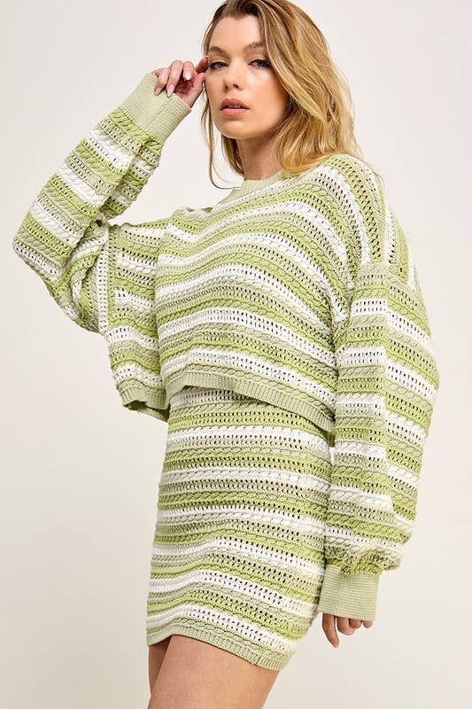 Crochet Striped Oversized Top