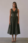 June Corset Poplin Midi Dress