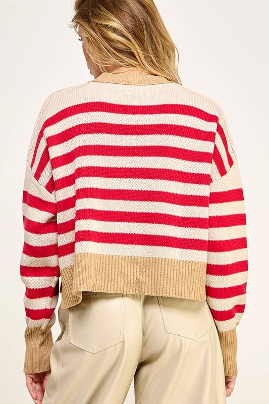 Easy Street Striped Crop Pullover