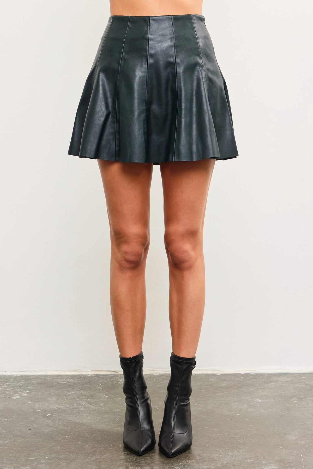 Flared Leather Mini Skort