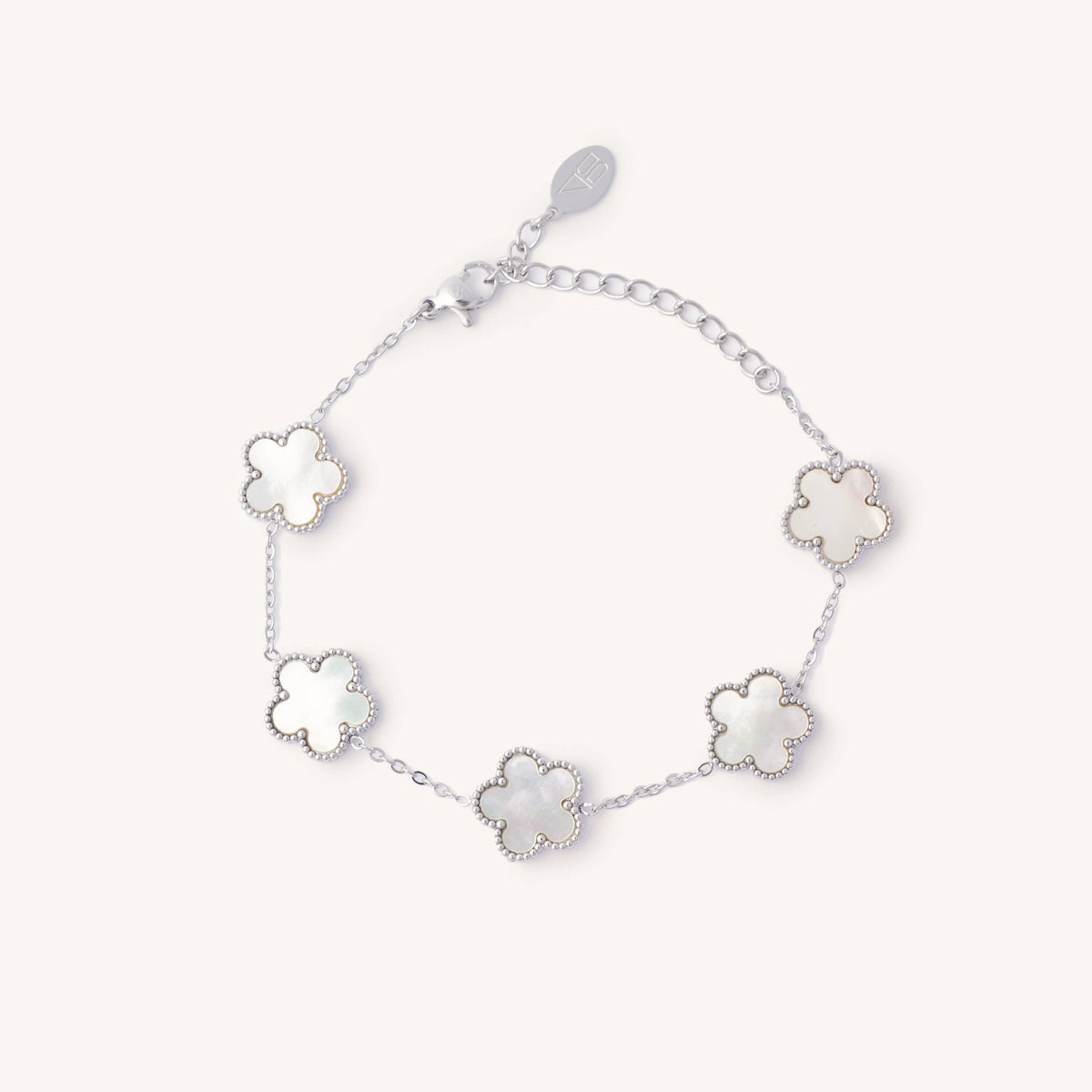 Silver White Shell Flora Bracelet