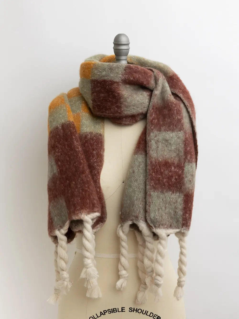 Checkered Scarf w/ Tassels