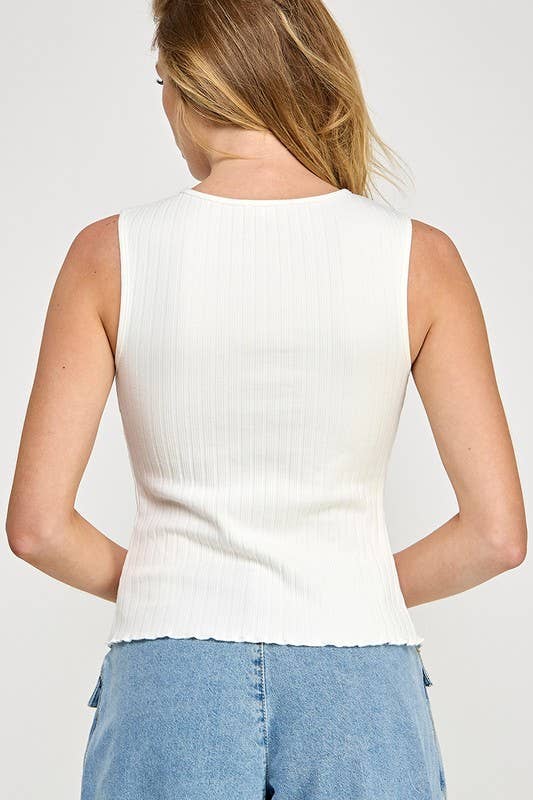 Button Down Ribbed Tank Top