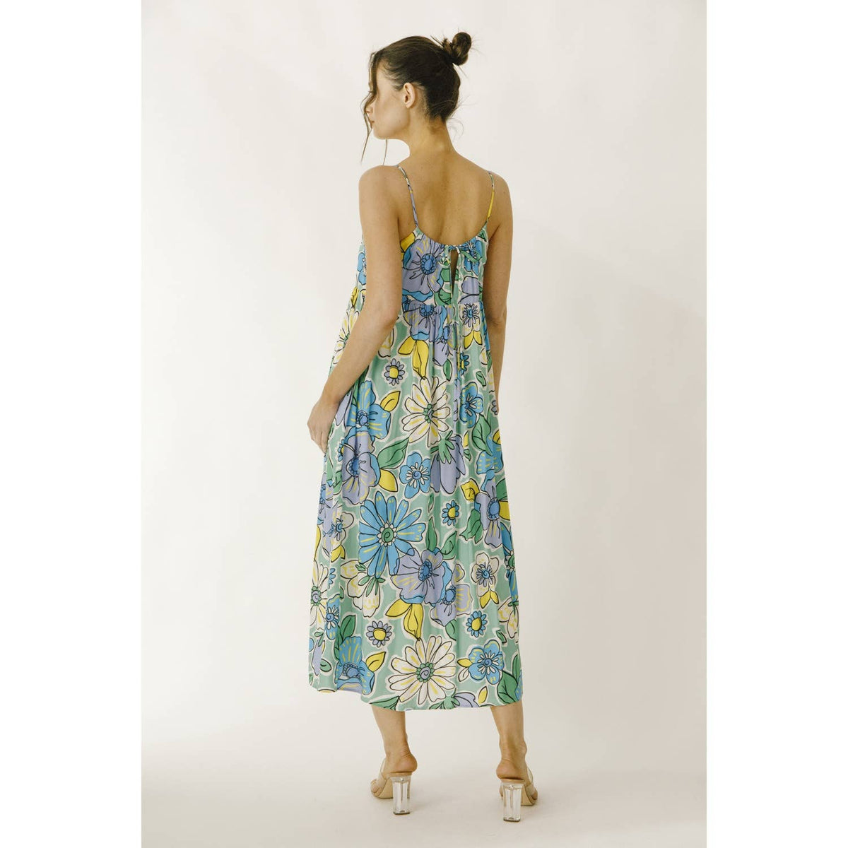 Bright Floral Baby Doll Midi Dress