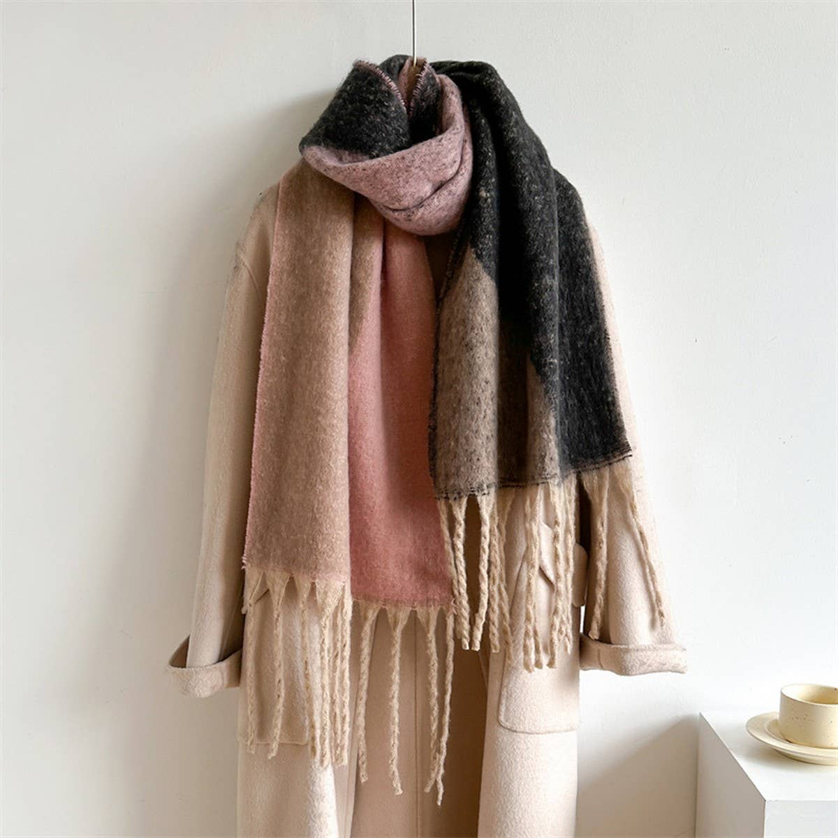 Tassel Color Block Scarf