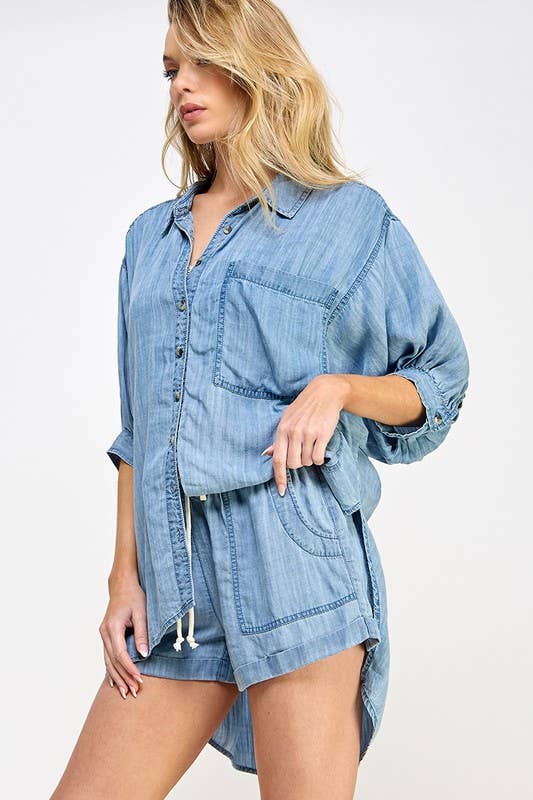 Puff-Sleeve Button Down Shirt