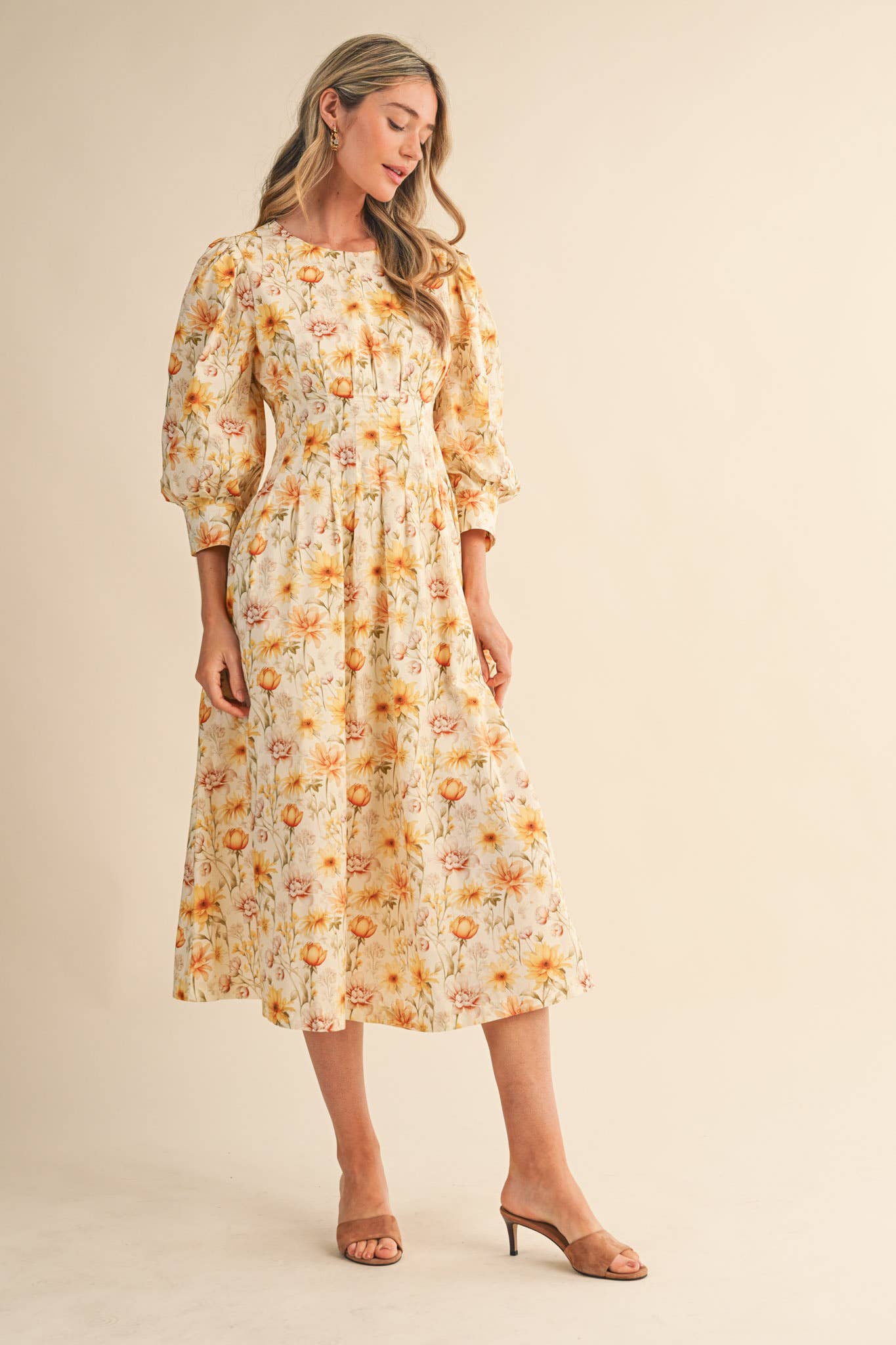 knee length dresses for ladies Addison Blue Floral Button Through Midi Dress – Finery London