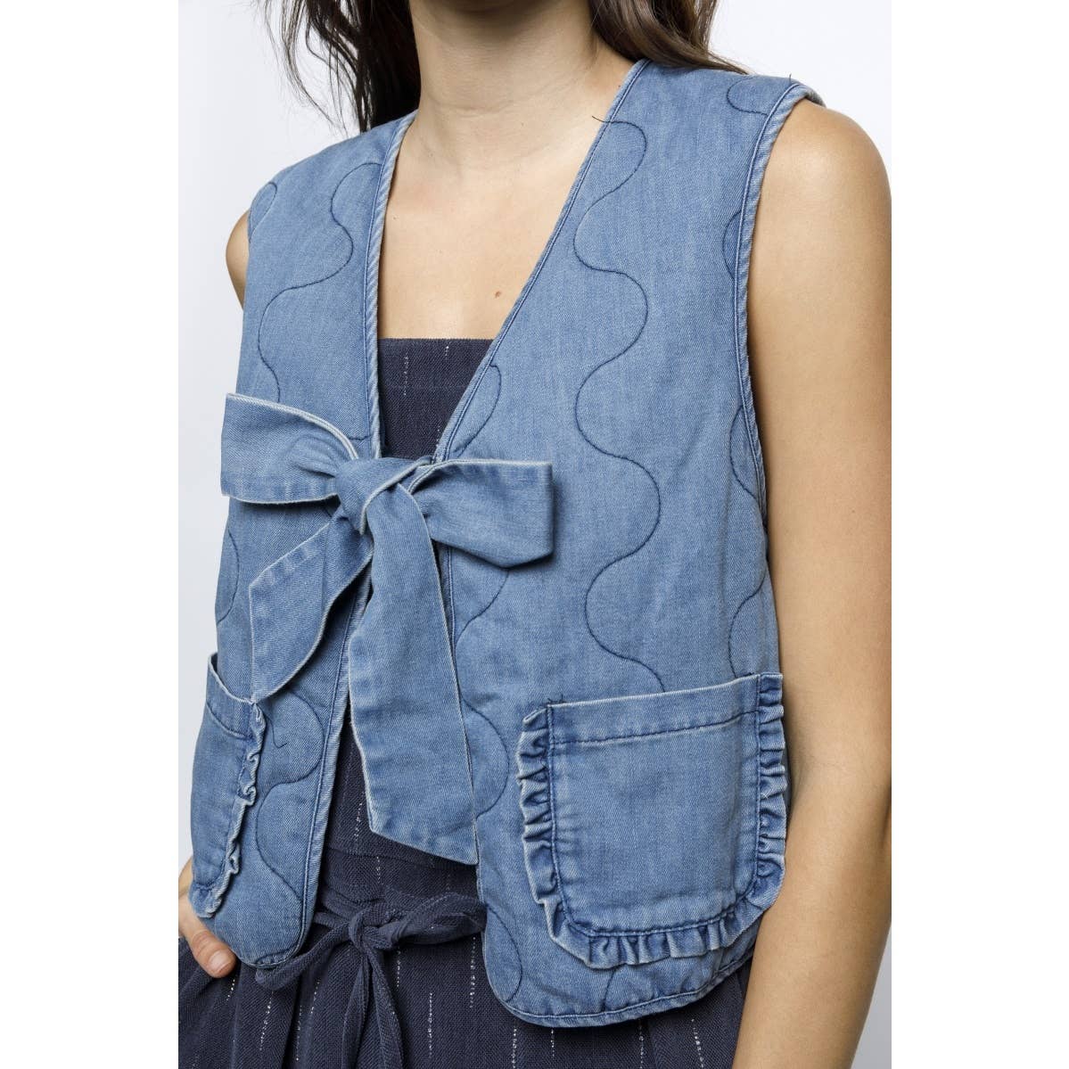 Denim Bow Vest