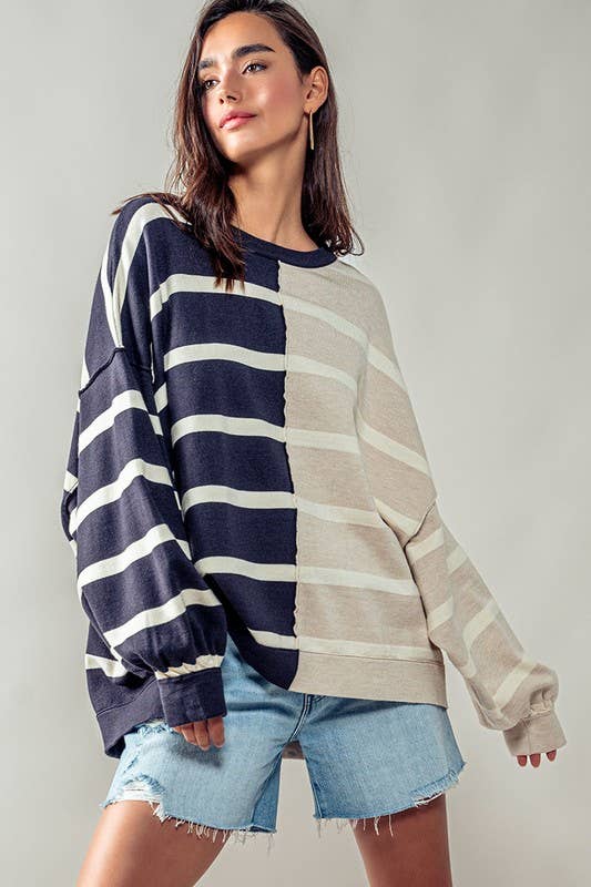 Two Tone Stripe Sweater