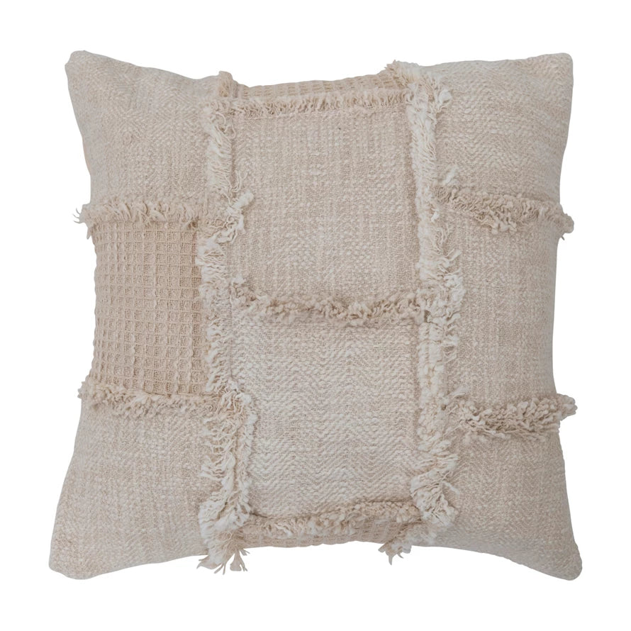 Patchwork Frayed Pillow