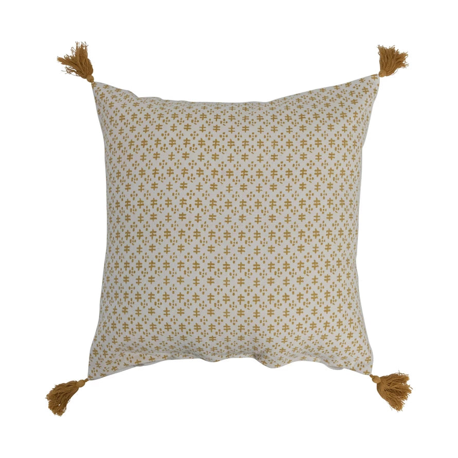 Small Print Pillow w/ Tassels