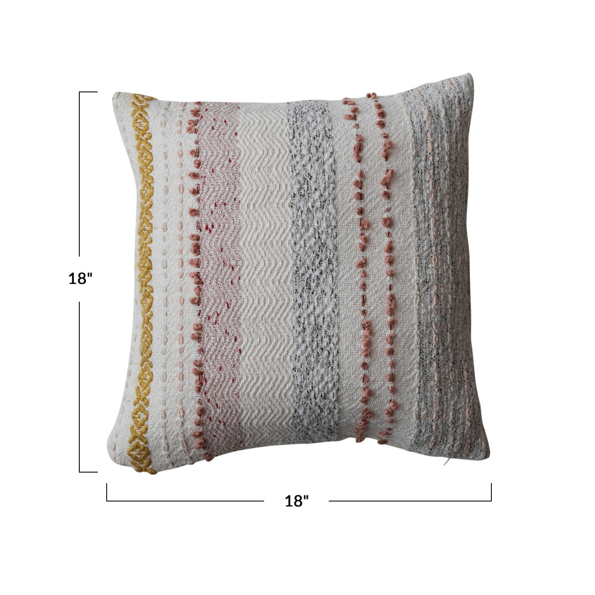 Embroidered Stripe Woven Pillow