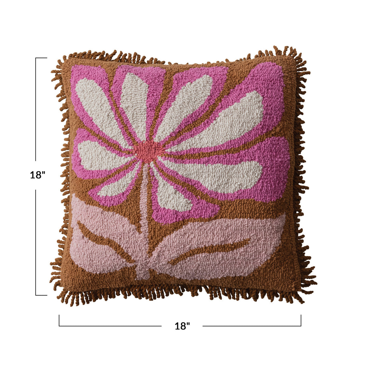 Flower Fringe Tufted Pillow