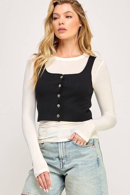 Gold Button Crop Tank