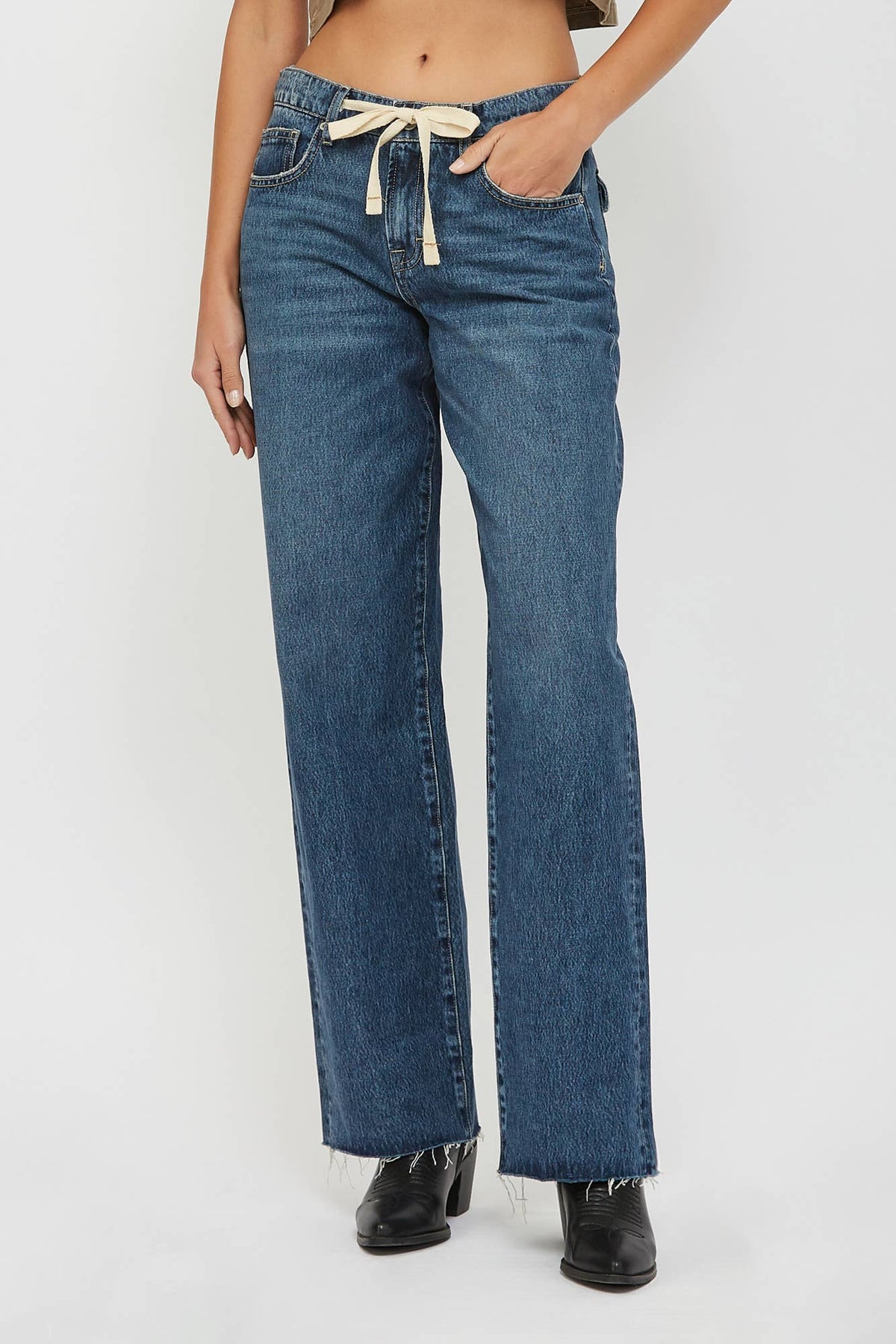 Cotton Tie Baggy Jean