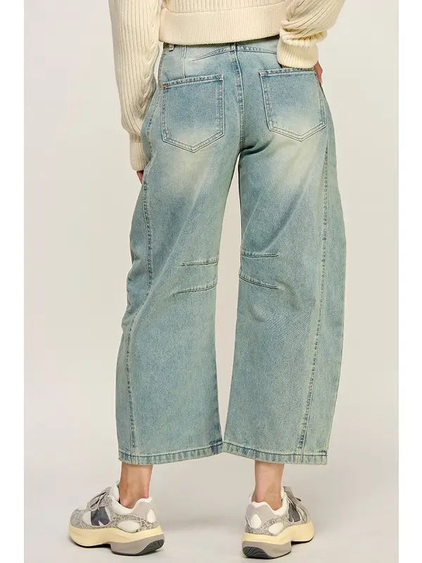 Mid-Rise Barrel Jeans