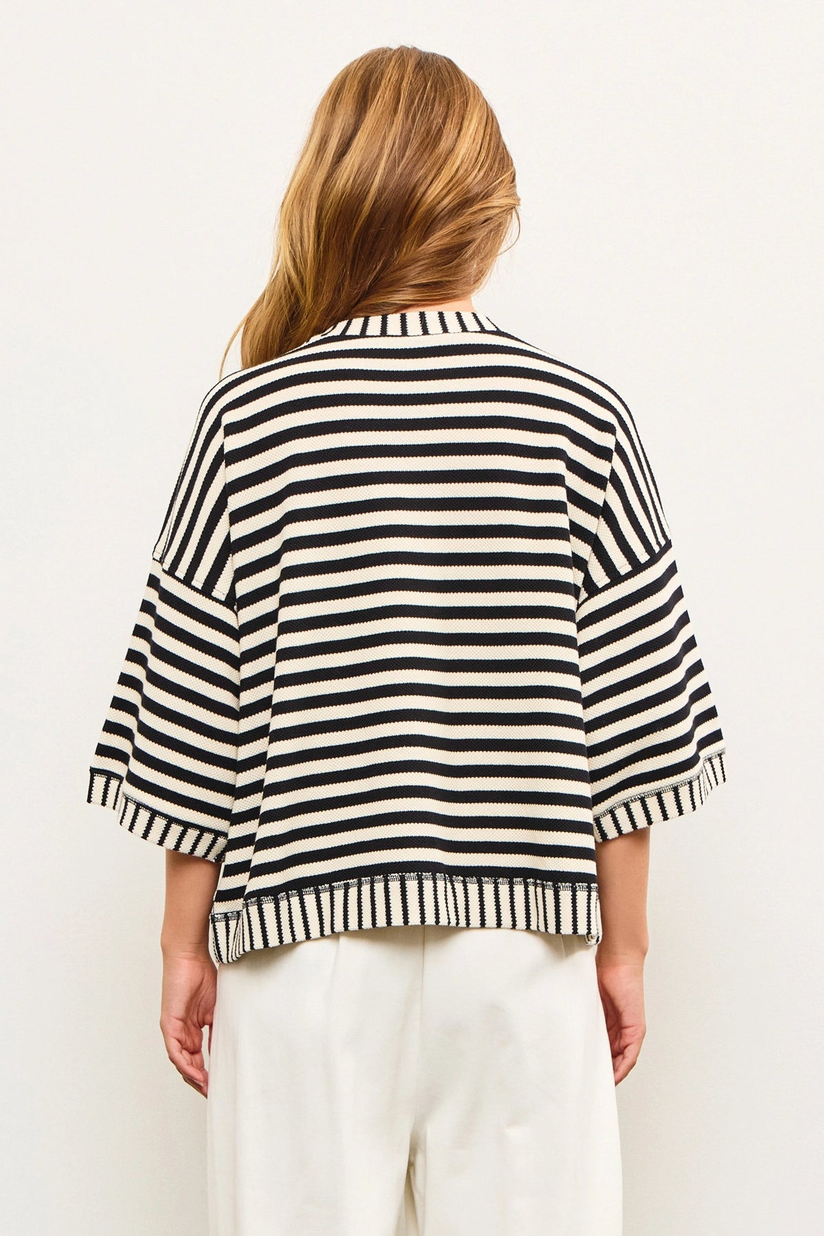 Mixed Stripe Button Down Top