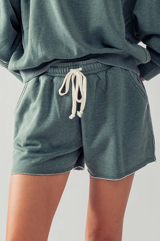 Raw Hem Drawstring Shorts