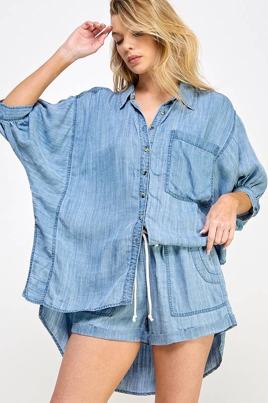 Puff-Sleeve Button Down Shirt