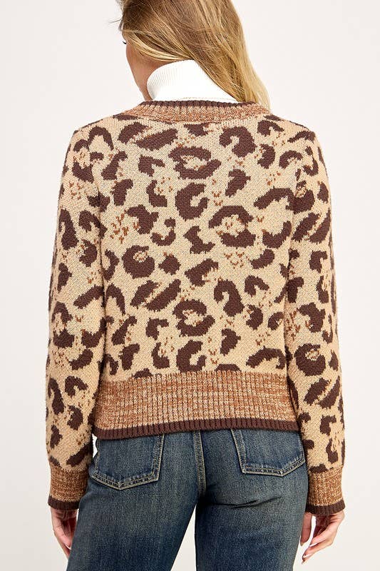 Leopard Tie Front Cardigan