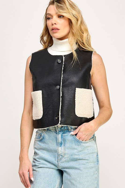 Faux Leather Fur Vest